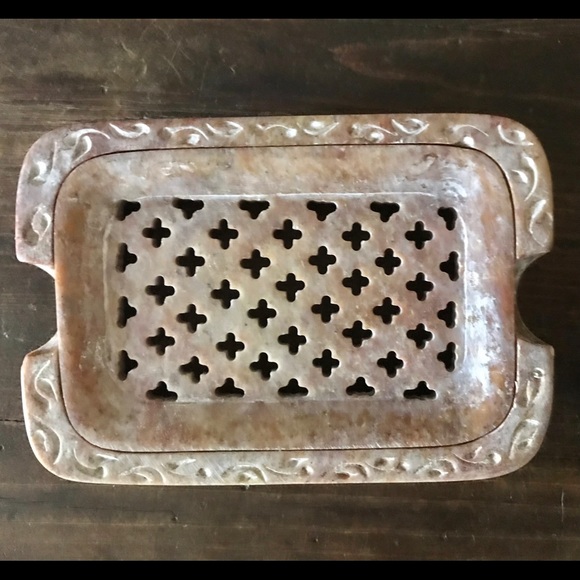 Natural Hand Carved Stone Soapdish Soap Holder 2pc - Picture 8 of 10
